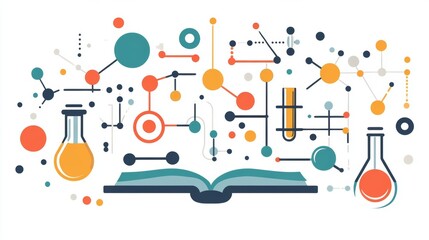 Open Book with Science and Research Abstract Design