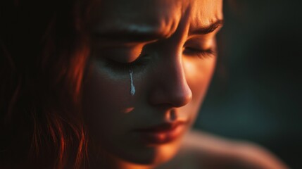 nice portrait painting of a sadness girl