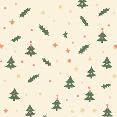 Christmas Tree Pattern Seamless Holiday Background