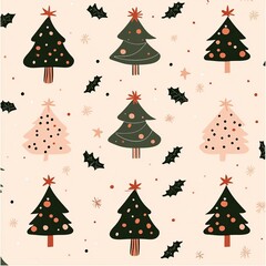 Obraz premium Seamless Christmas Tree Pattern Festive Holiday Design