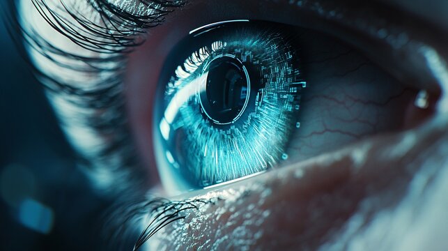 Close-Up of Biometric Iris Scanner Technology - Powered by Adobe