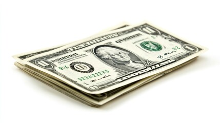 Isolated flying dollar bills, crisp and scattered on a white backdrop