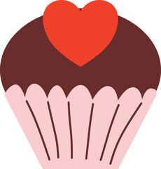 cup cake choco with love heart topping
