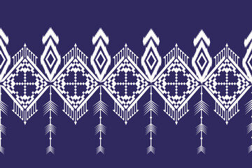 Seamless geometric embroidery pattern, ethnic pattern. Dark blue background illustration, scarf vector,background