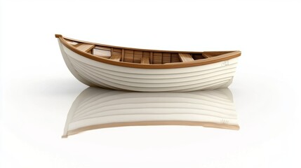 Classic Wooden Rowboat Isolated on White Background