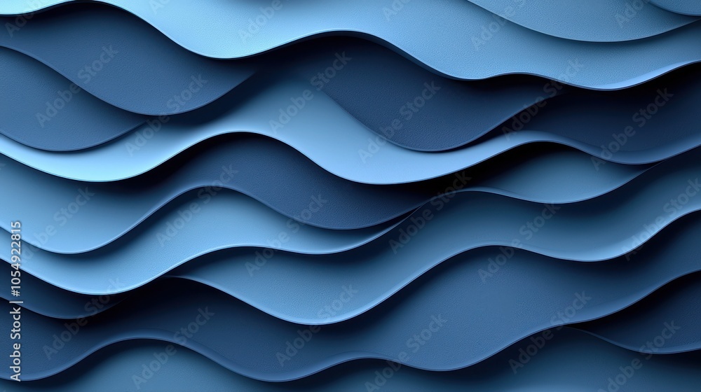 Poster textured blue waves create a dynamic visual effect in a modern design setting
