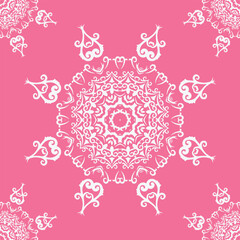 Damask Flower Geometric Ethnic Seamless Ethnic Pattern Folk Embroidery, Aztec Ornament Print. Design for Carpet, Wallpaper, Clothing, Wrapping, Fabric