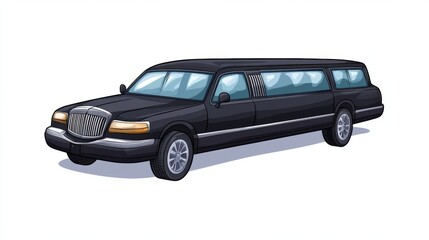 Obraz premium Black Limousine Car Illustration Luxury Transportation Icon