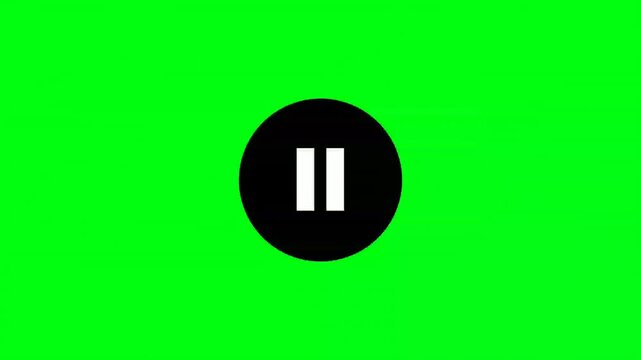 Play and pause icon animation, Animated play and pause button, 4K video, with green screen. 60 fps