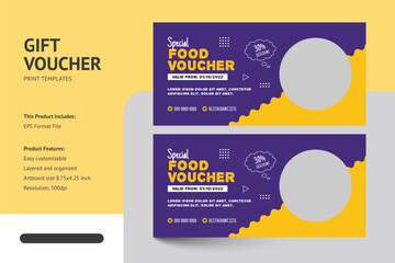 Food Menu Restaurant Gift Voucher Coupon Design Template