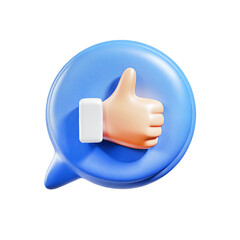 Speech Bubble with Thumbs Up 3d cartoon style illustration