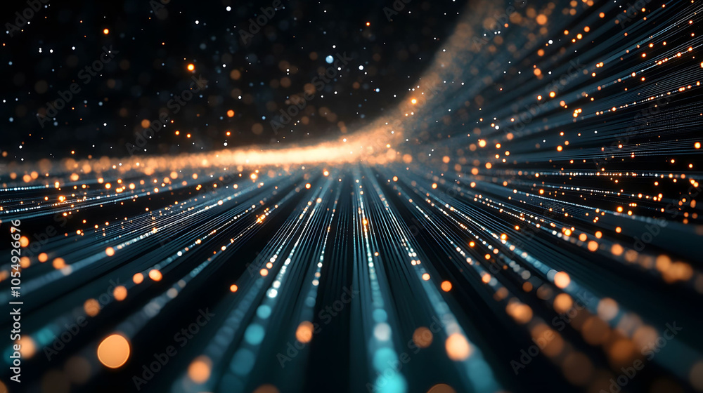Poster abstract blue background with dynamic lines and patterns, evoking a sense of technology and cyberspa
