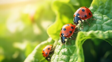 Fototapeta premium A farmer practicing organic pest management, using natural predators like ladybugs to control pests on crops.