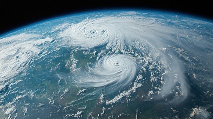 Thailands coastal storm clouds in swirling hurricane formation from satellite