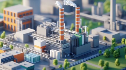 Obraz premium Eco-friendly industrial plant utilizing green energy technologies for sustainable production.