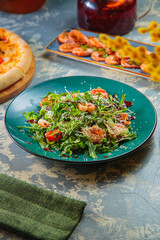 Fresh and tasty salads with dressing