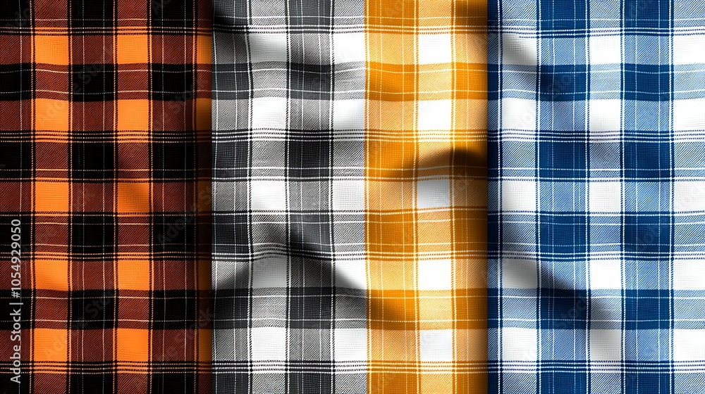Poster vibrant textures and patterns a stunning display of plaid fabrics in bold colors and intricate desig
