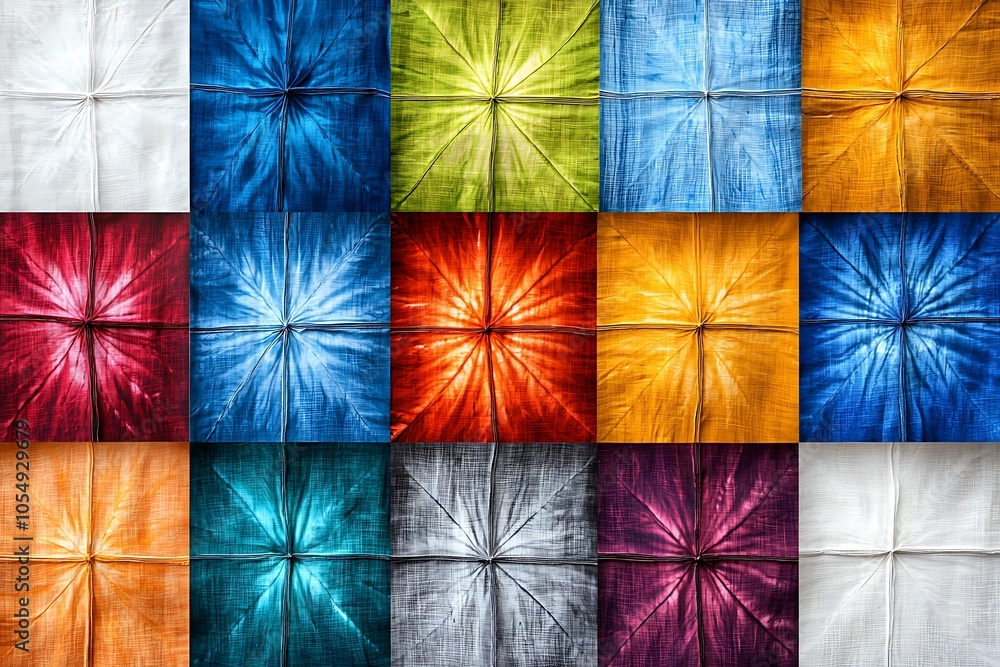 Poster vibrant textiles with pleats and patterns a colorful palette of fabrics showcasing texture and desig