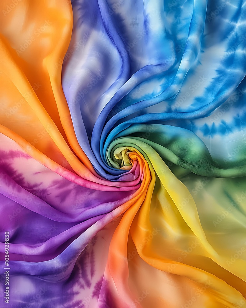 Poster vibrant swirls of colorful fabric a captivating display of tie-dye patterns creating a mesmerizing v