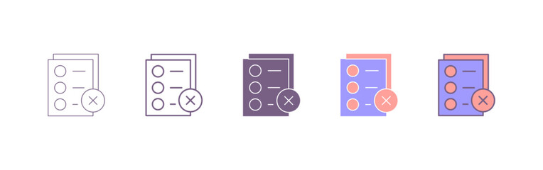 Simple Cancel Document icon. reject document. The icon can be used for websites, print templates, presentation templates, illustrations, etc