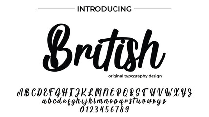 British Font Stylish brush painted an uppercase vector letters, alphabet, typeface