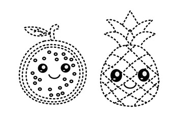 Fruit Tracing Line for Pre School Children. Handwriting Learning Education