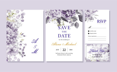 set of wedding invitation design with flowers