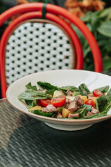 Fresh and tasty salads with dressing