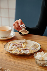 Fresh and tasty dumplings with filling