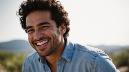 Portrait Of Happy Laughing Smiling Hispanic Latin South American Bearded Man
