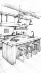 A stylish kitchen interior with a minimalist design.	
