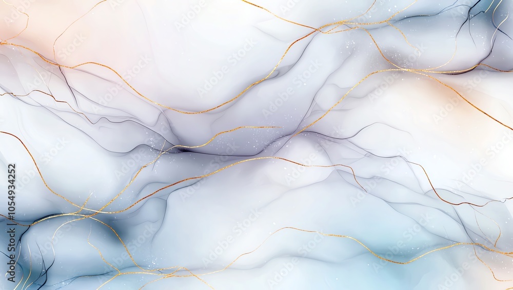 Poster abstract fluid art with soft pastel colors and flowing lines, creating a sense of tranquility and ar