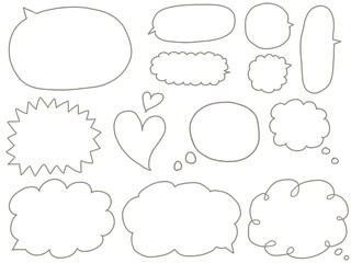 白の吹き出し：シンプルな手描きの線画2