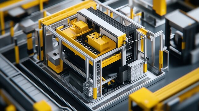 Modular industrial plant with movable components for flexible production.