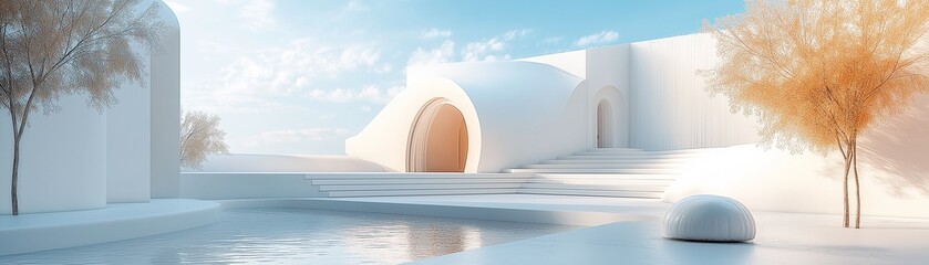 A modern outdoor living space with a minimalist design.