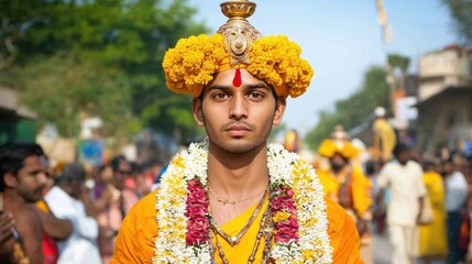 Devotional Procession with Bright Colored Attire