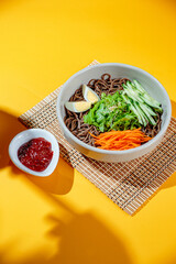 Fresh and tasty salads with dressing