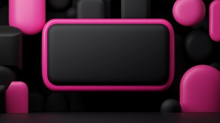 Fototapeta premium A plain black button with a pink edging.