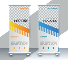 Modern roll up banner design template. flyer. pull up. presentation. brochure. poster. advertisement. print media	
