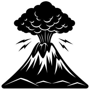 black volcano erupting with smoke clip art preview