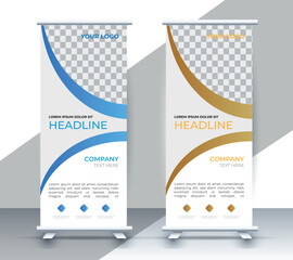 Modern roll up banner design template. flyer. pull up. presentation. brochure. poster. advertisement. print media	
