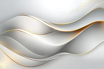 Abstract background with flowing white waves and golden lines.