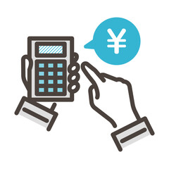 The hand of a worker estimating with a calculator [Vector illustration]