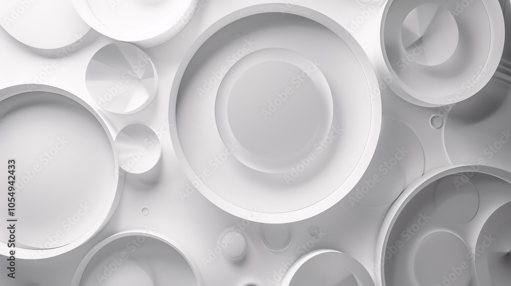 Poster abstract paper circle design with a silver background texture.