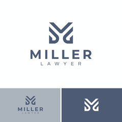 initial letter m for law logo design