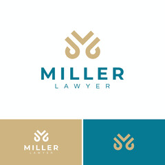 initial letter m for law logo design