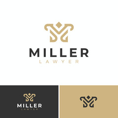 initial letter m for law logo design