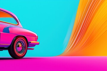 Vibrant car launch promotional flyer with bold colors and dynamic design