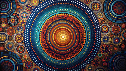 Fototapeta premium Tribal mandala-inspired design in earthy warm color palette
