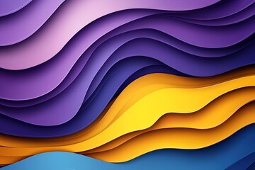 Obraz premium Abstract background with wavy lines in purple, blue and yellow colors.